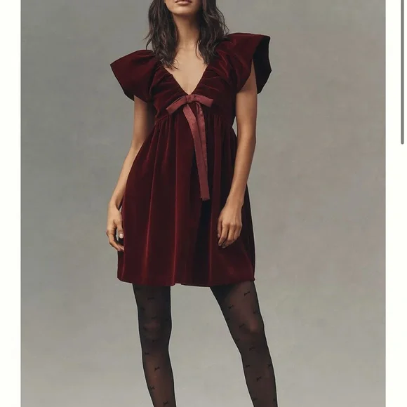 Endless Rose Velvet Bow Mini Dress - Picture 1 of 4
